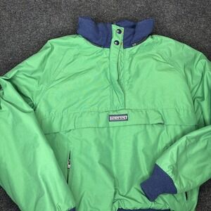 Vintage Lands End Jacket Womens Medium Green Anorak Pullover Made USA 90s